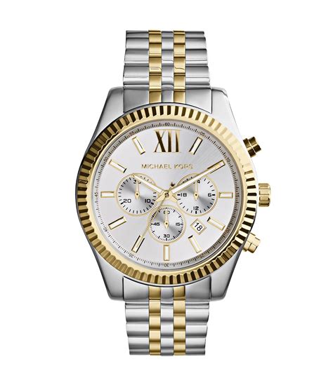 michael kors men's gold and silver watch|Michael Kors lexington chronograph watch.